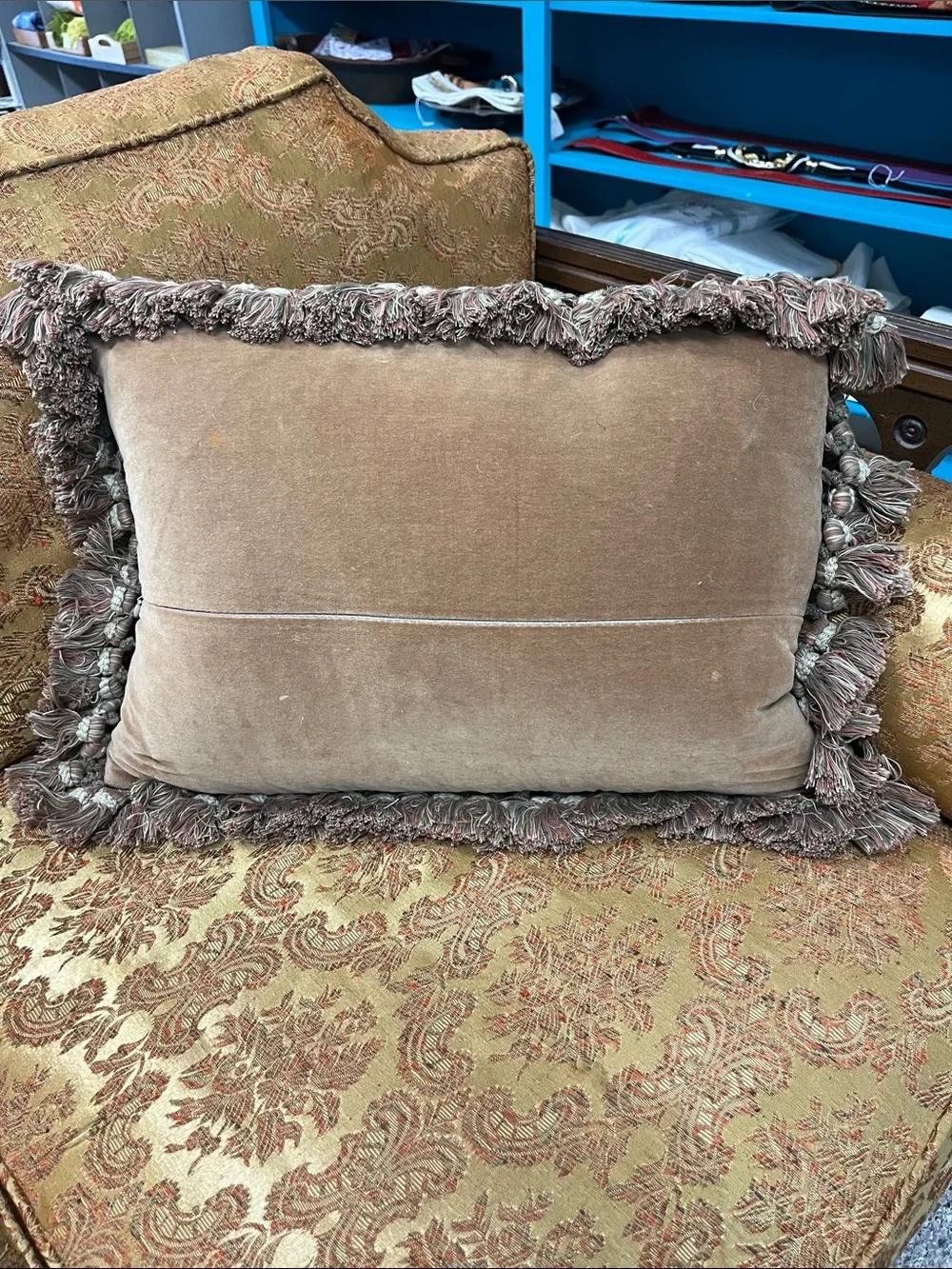 Handwoven Geometric Accent Pillow - Tan & Black
